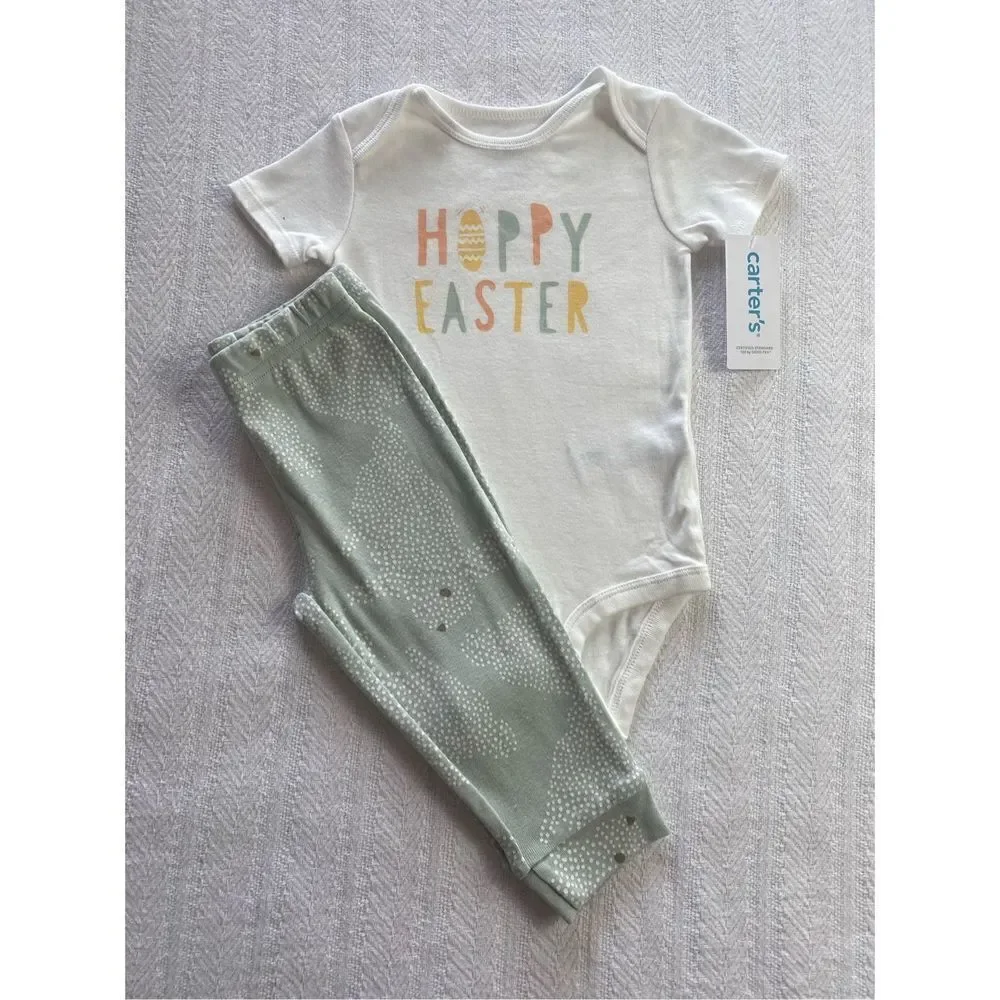 CARTER’S BABY BOY 12M Hoppy Easter Bodysuit and Pants Set